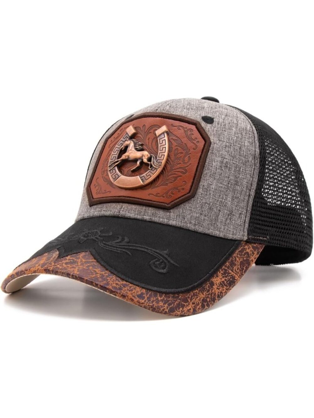 Men's U Grey Polyester Western Vintage Cowboy Cute Baseball Cap